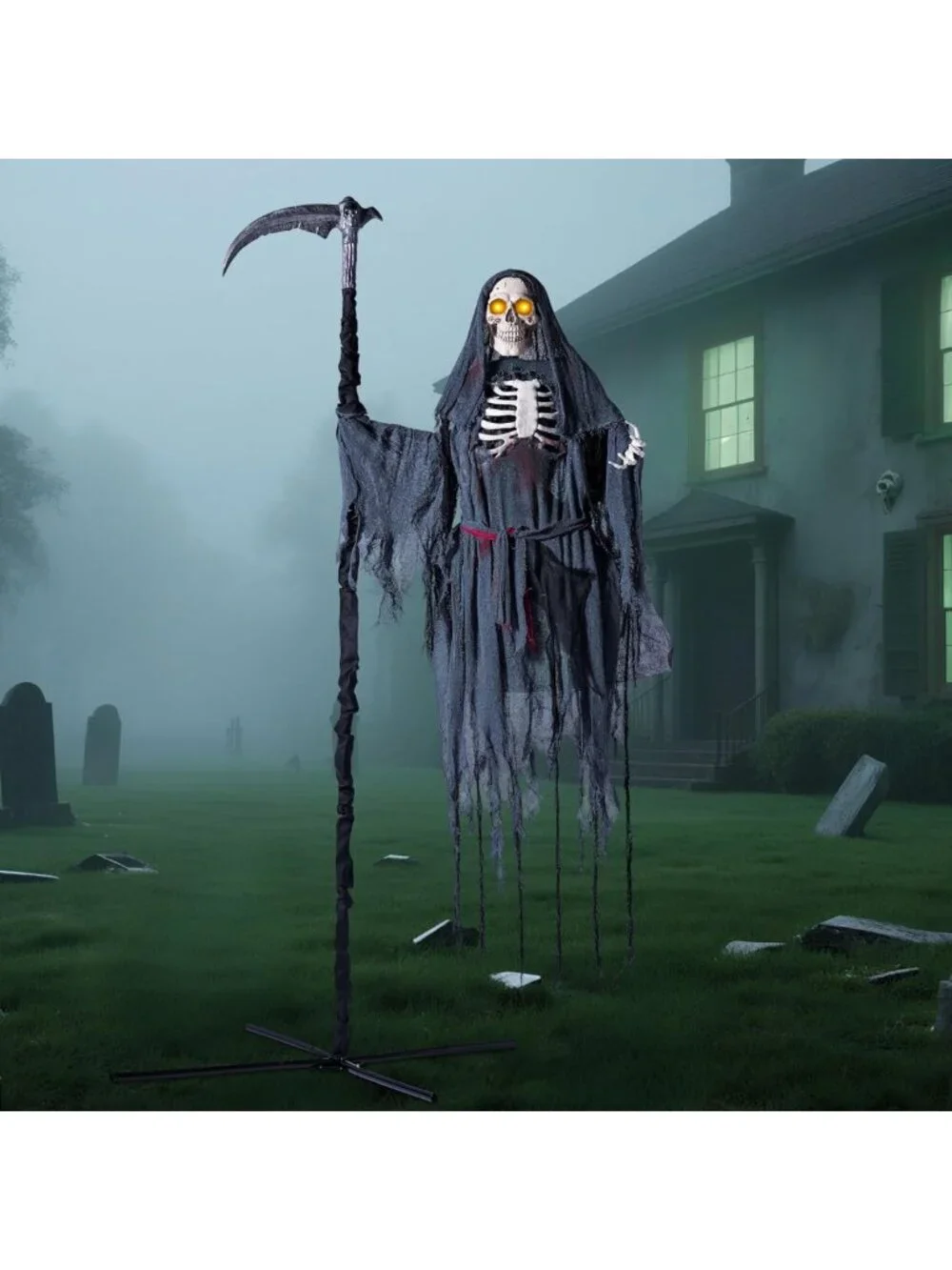 6 Ft Animated Flying Grim Reaper Halloween Decor with Sickle & Spooky Sounds